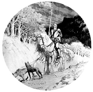Massenet - Esclarmonde - Décor projeté 3 - Des clameurs lointaines montent dans l'air - estampe d'Eugène Grasset, 1889