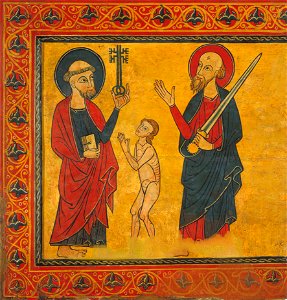 Master of Soriguerola - Supplicant Soul between Saint Peter Saint Paul - Google Art Project