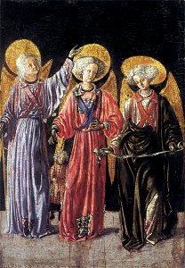 Master Of Pratovecchio - The Three Archangels - WGA14476. Free illustration for personal and commercial use.