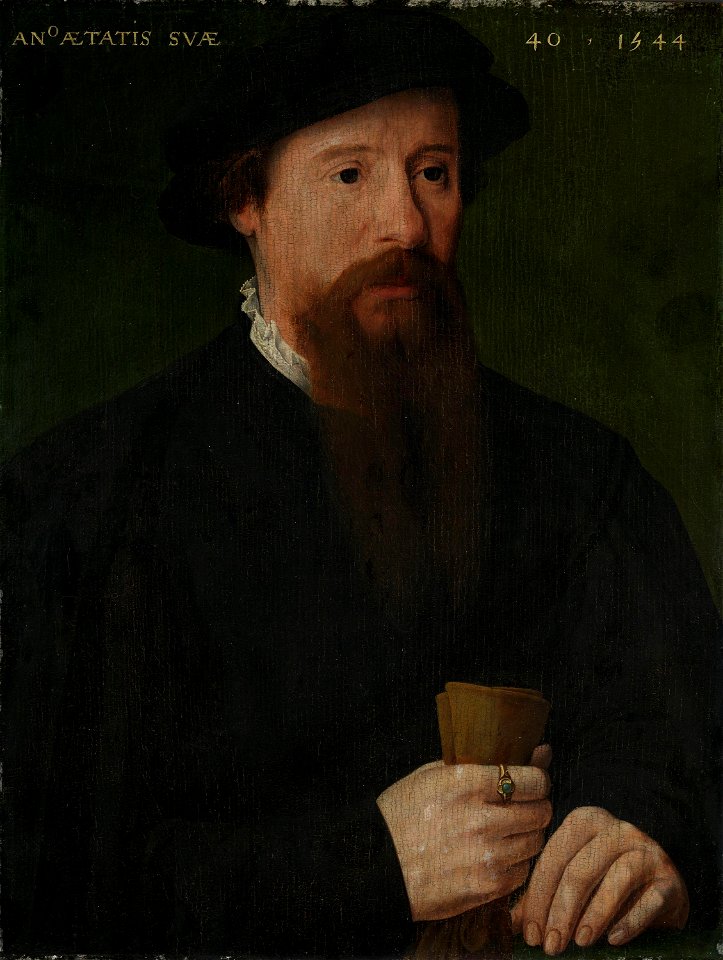 Ukjent kunstner flamsk - nederlandsk, Mester fra 1540-tallet - Portrait of a man holding his gloves - NG.M.01351 - National Museum of Art, Architecture and Design
