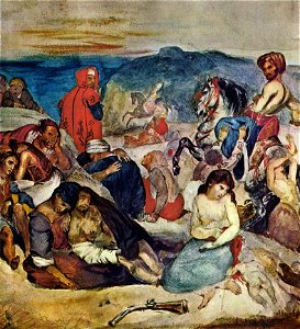 Massaker auf Chios (Studie), Eugène Ferdinand Victor Delacroix. Free illustration for personal and commercial use.
