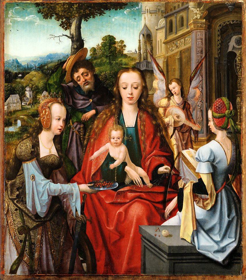 Master of the Antwerp Adoration (and workshop) - The Holy Family with Two Saints - Google Art Project