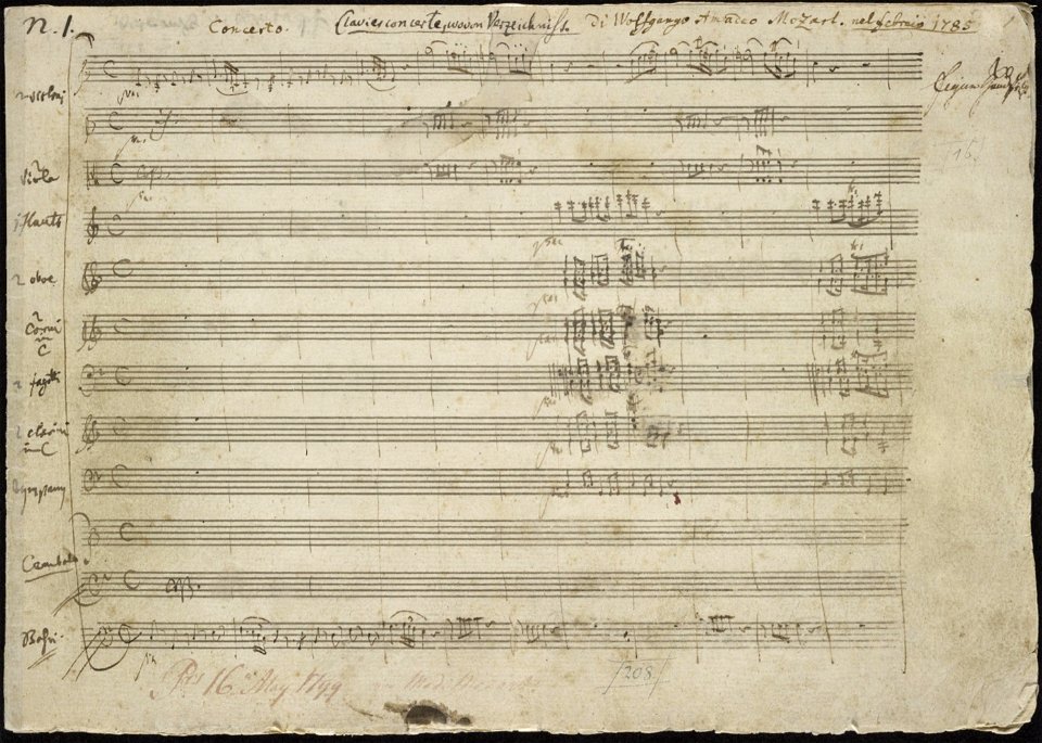 Mozart - Piano Concerto No. 21 - Opening Page of the Autograph Manuscript