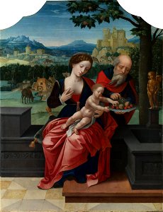 Master of the Female Half-Lengths - Rest on the Flight into Egypt (National Gallery, London). Free illustration for personal and commercial use.
