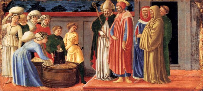 Master Of The Castello Nativity - Sts Justus and Clement Multiplying the Grain of Volterra - WGA14515