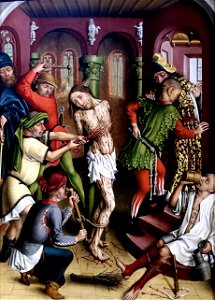 Master of the Karlsruhe Passion - Flagellation of Christ. Free illustration for personal and commercial use.