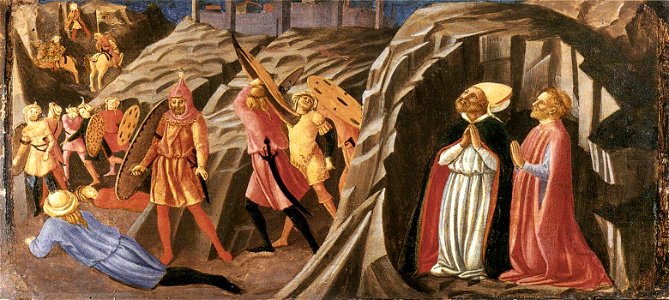 Master Of The Castello Nativity - Sts Justus and Clement Praying for Deliverance from the Vandals - WGA14513