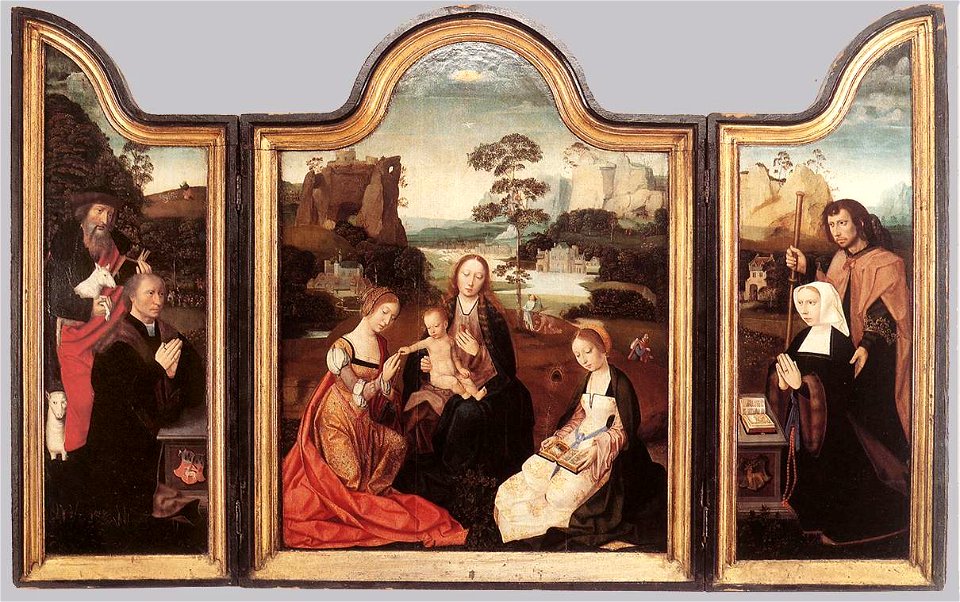 Master Of The Holy Blood - Virgin and Child with St Catherine and St Barbara - WGA14553