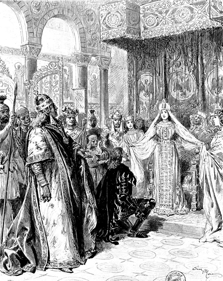 Massenet - Esclarmonde - Scène finale, dessin d'Adrien Marie, 1889