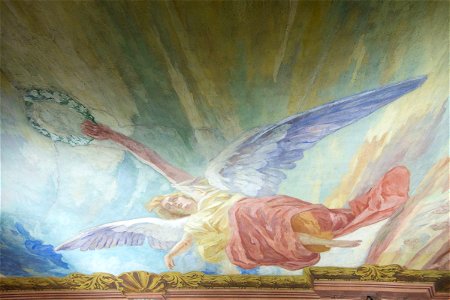 Matej Sternen - detajl freske z angelom v cerkvi Marijinega oznanjenja v Ljubljani (4). Free illustration for personal and commercial use.