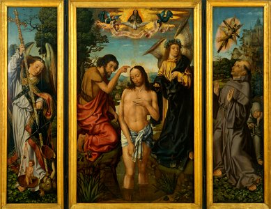 Master of Frankfurt - Triptych of the Baptism of Christ - Google Art Project. Free illustration for personal and commercial use.