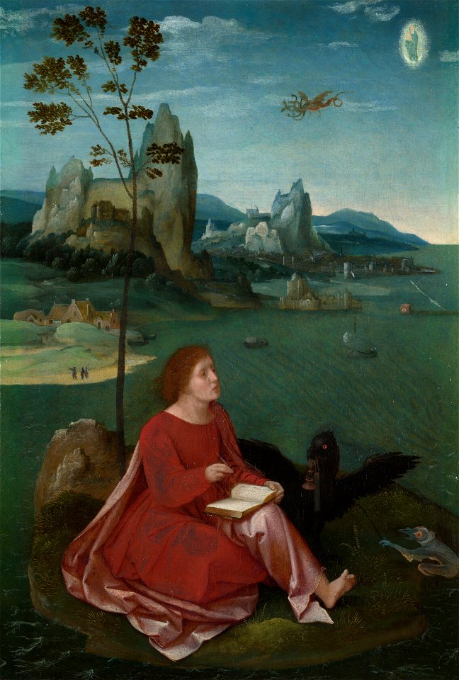 Master of the Female Half-Lengths - Saint John on Patmos (National Gallery, London). Free illustration for personal and commercial use.