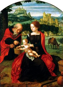 Master of the Female Half-Lengths - Rest on the Flight into Egypt (Philadelphia). Free illustration for personal and commercial use.