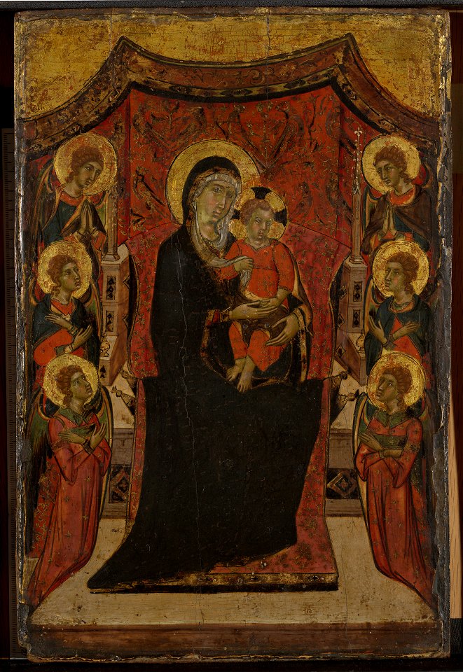 Master of Monte Oliveto - The Crucifixion and the Virgin and Child Enthroned - 1871.10a-b - Yale University Art Gallery