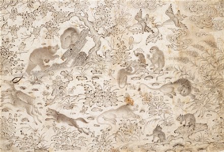 Master Muhammad Siyah Qalam - Birds and Beasts in a Flowery Landscape - Google Art Project
