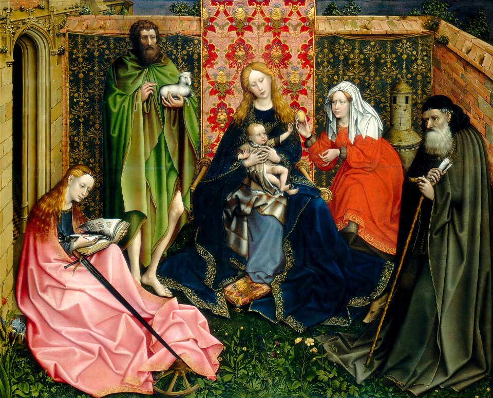 Master of Flkmalle Madonna and Child with Saints in the Enclosed Garden