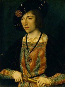Meester van de Magdalenalegende - A Young Man Wearing the Order of the Annunciation (Upton House, Banbury)
