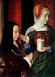 Master of Moulins - Mary Magdalen and a Donator - WGA14469. Free illustration for personal and commercial use.