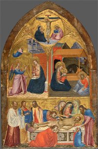 Master of the Orcagnesque Misericordia - The Annunciation, The Nativity, The Lamentation over the Dead Christ, above, Christ on the Cross bet - 1917.213 - Fogg Museum