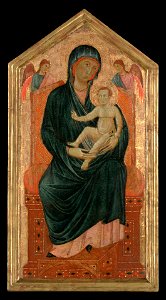 Master of Varlungo - Virgin and Child Enthroned with Two Angel - 1943.202 - Yale University Art Gallery. Free illustration for personal and commercial use.