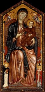 13th-century unknown painters - Virgin and Child Enthroned with St Dominic, St Martin and Two Angels - WGA23887