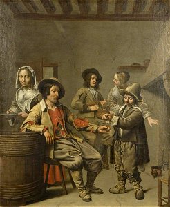 Master of the Processions - Boy Pouring a Glass of Wine for a Countryman, c.1650