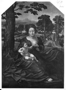 Master of the Female Half-lengths - Madonna and Child in a Landscape. Free illustration for personal and commercial use.