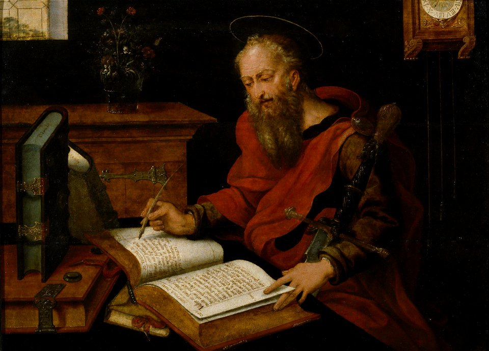 Master with the Parrot - St Luke writing | Creazilla