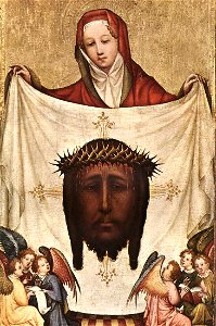 Master of Saint Veronica - St. Veronica with the Holy Kerchief - WGA14493. Free illustration for personal and commercial use.