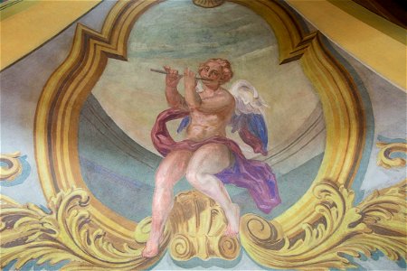 Matej Sternen - detajl freske z angelom v cerkvi Marijinega oznanjenja v Ljubljani (2). Free illustration for personal and commercial use.
