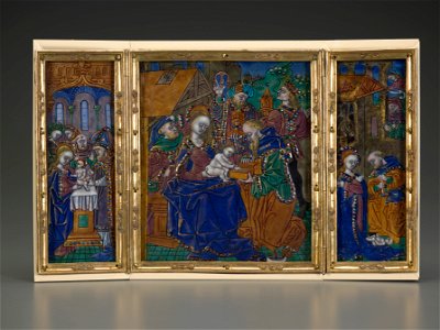 Master of the Orléans Triptych - Triptych, Circumcision, Epiphany, Nativity - 57.40 - Indianapolis Museum of Art. Free illustration for personal and commercial use.