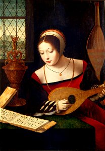 Master of the Female Half-Lengths - Mary Magdalene with lute - Galleria Sabauda. Free illustration for personal and commercial use.