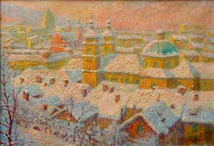 Matija Jama - Pogled na zasneženo Ljubljano