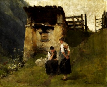 Mathias Schmid Bauernmädchen an einem Köhlerofen