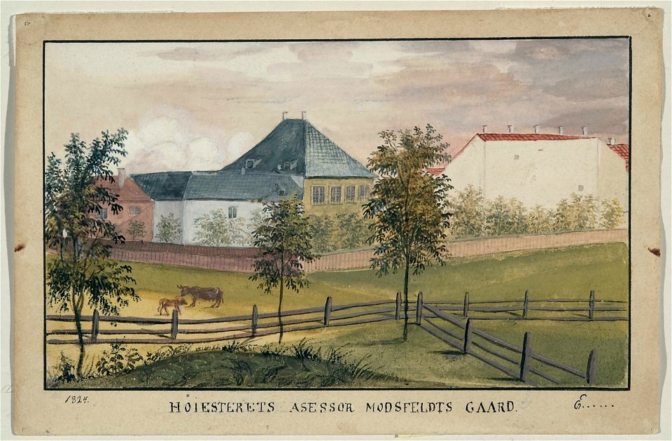 Mathias Wilhelm Eckhoff - Høiesterets Asessor Modsfeldts Gaard. - 1824 - Oslo Museum - OB.01422