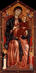 Master Of Magdalen - Virgin and Child Enthroned - WGA14449. Free illustration for personal and commercial use.