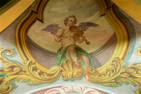 Matej Sternen - detajl freske z angelom v cerkvi Marijinega oznanjenja v Ljubljani. Free illustration for personal and commercial use.