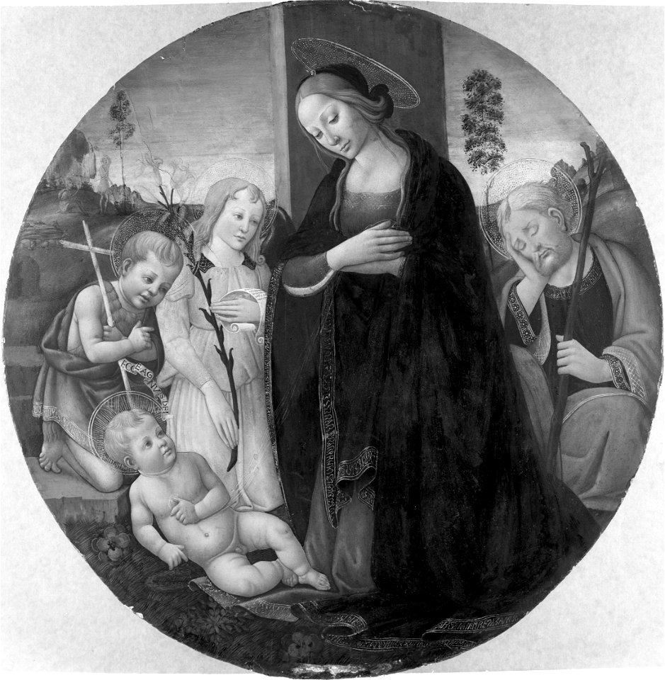 Master of the Miller Tondo - Holy Family with the Young Baptist and an Angel - 1957.61 - Fogg Museum