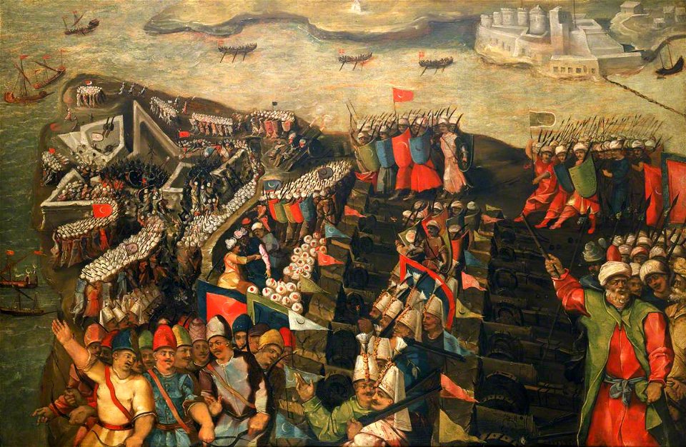 Matteo Perez d' Aleccio (1547-1616) - The Siege of Malta, Capture of St Elmo, 23 June 1565 - BHC0254 - Royal Museums Greenwich