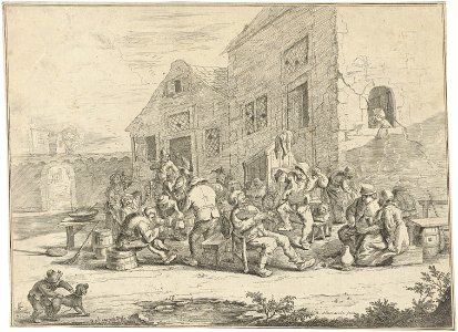 Mathys Schoevaerdts - Violin player in front of a tavern
