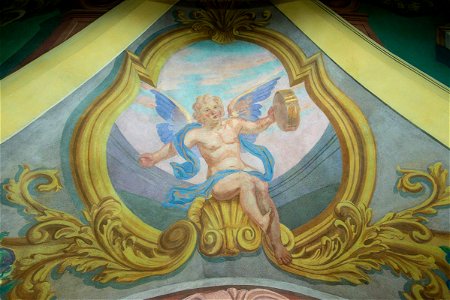 Matej Sternen - detajl freske z angelom v cerkvi Marijinega oznanjenja v Ljubljani (3). Free illustration for personal and commercial use.