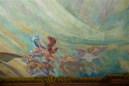 Matej Sternen - detajl freske z angeli v cerkvi Marijinega oznanjenja v Ljubljani. Free illustration for personal and commercial use.