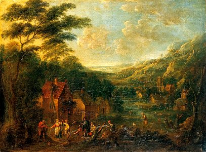 Mathys Schoevaerdts - Landscape with Dancing Peasants