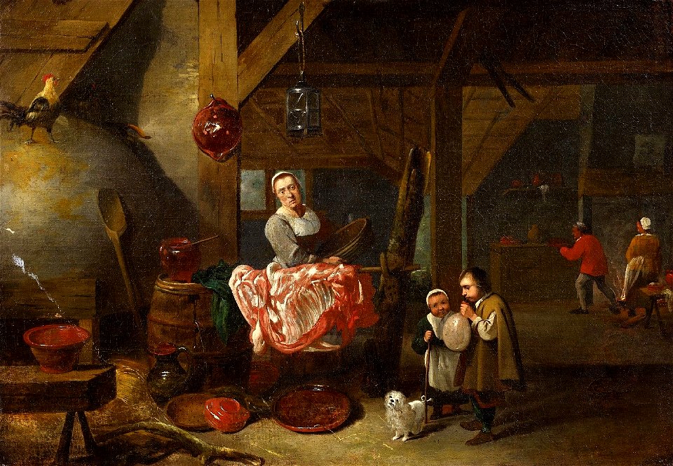 Mattheus van Helmont (attr) Interieur eines holländischen Bauernhauses