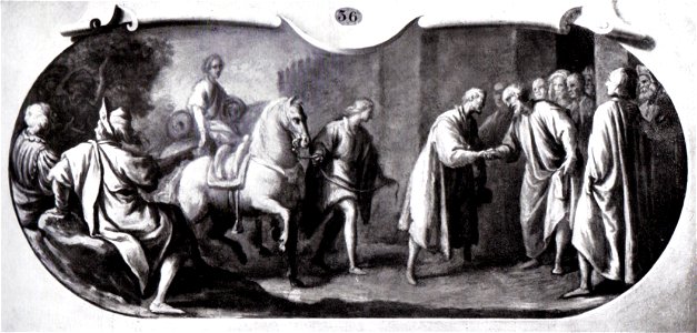 Matteo rosselli, michelangelo di ritorno da venezia ricevuto dai priori fiorentini