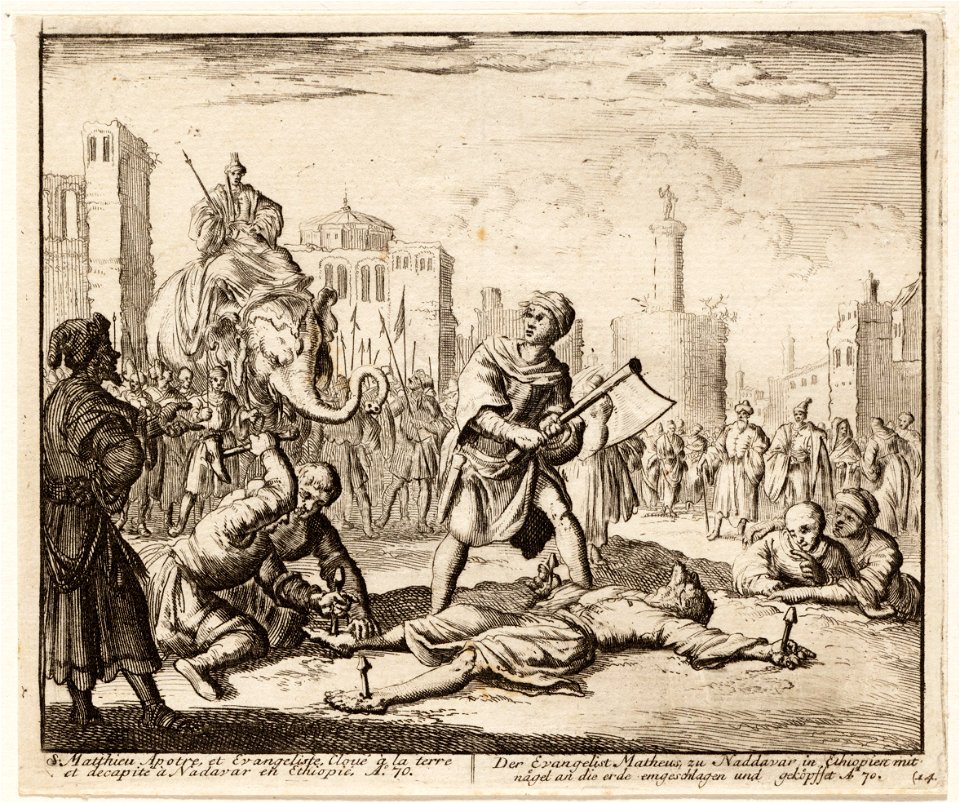 Mattheus aan de grond genageld en onthoofd, objectnr A 41849