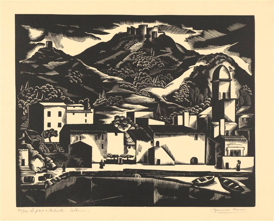 Maurice Brocas - Le port d'Arbeille.- Collioure - Graphic work - Royal Library of Belgium - S.III 80889
