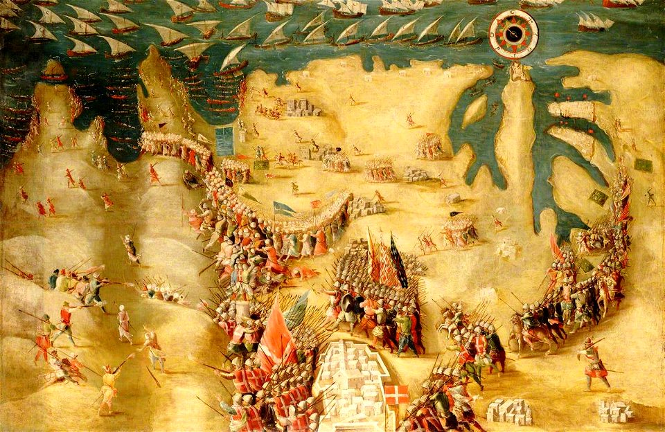Matteo Perez d' Aleccio (1547-1616) - The Siege of Malta, Flight of the Turks, 13 September 1565 - BHC0258 - Royal Museums Greenwich