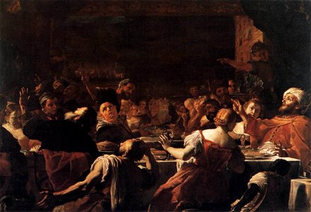 Mattia Preti - Baldassarre's Feast - WGA18380. Free illustration for personal and commercial use.