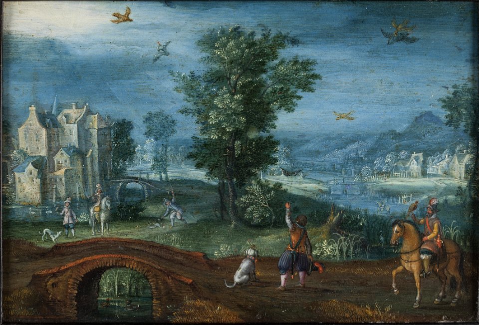 Mattheus Adolfsz Molanus - Landscape with Falconers - KMS3052 - Statens Museum for Kunst